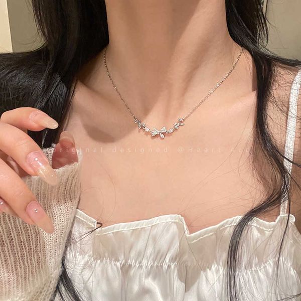 

pendant necklaces vintage punk cute butterfly necklace for women new fashion geometric handmade birthday party jewelry gifts wholesale 0206, Silver