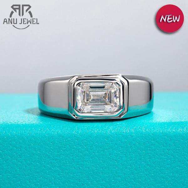 

wedding rings anujewel 2ct d color emerald men ring 925 sterling silver 18k gold plated engagement rings for man jewelry wholesale 230206, Slivery;golden