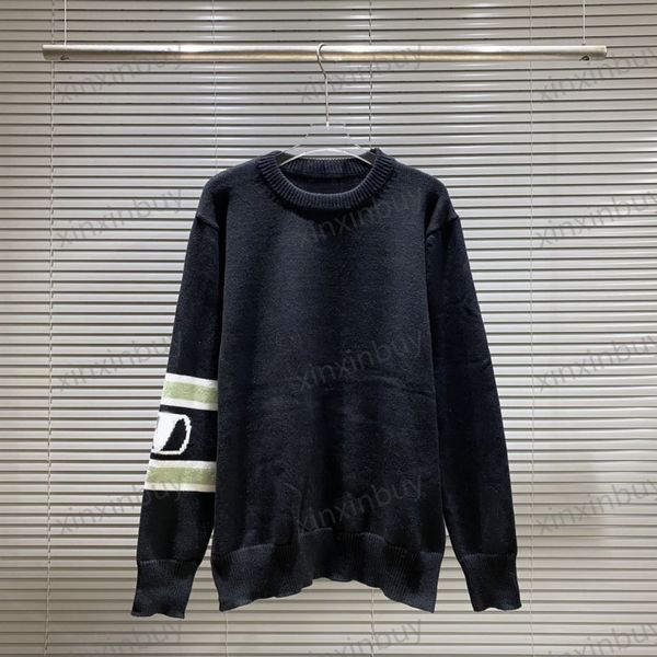 

xinxinbuy men designer hoodie sweater letters jacquard cotton casual fashion women black red m-2xl, Black;brown