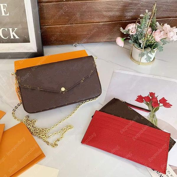 

3 piece set loveyou envelope bag designer shoulder bags cross body chain messenger women square flap clutch handbag underarm hobo