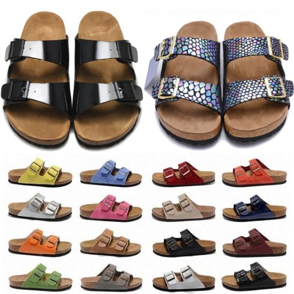 

2023 sandals birks boston slippers arizona gizeh men women summer autumn winter leather felt sliders outdoor indoor buckle strap, Black