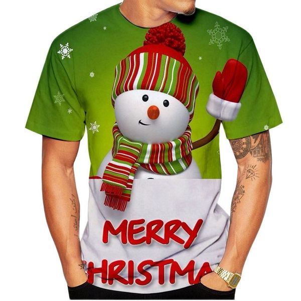 

men's t-shirts snowman t-shirt fashion christmas 3d printing t-shirt men's and women's casual short-sleeved crewneck t-shirt, White;black