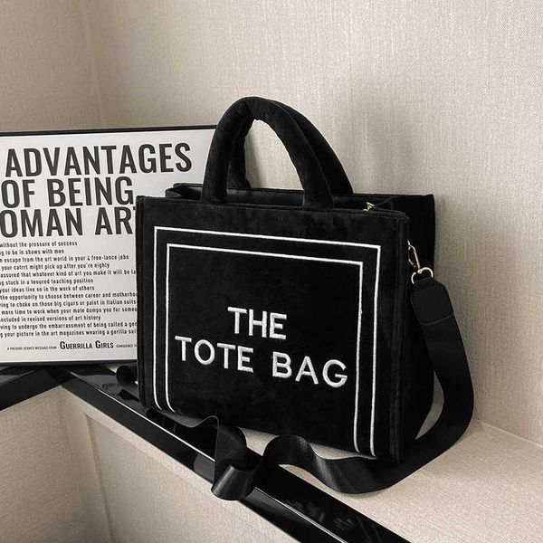 

tote bag new fashion handbag tidy tote bag plush letter one shoulder messenger bag