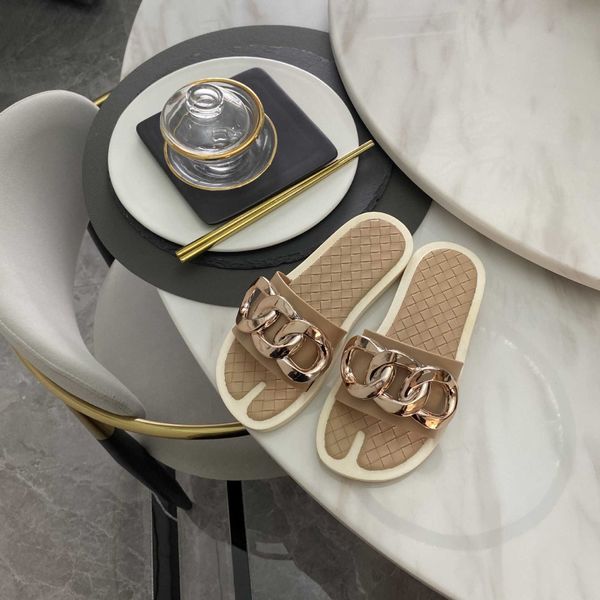 

slippers summer 2023 new women's slippers imitation metal three-ring buckle with checked bottom fashion slippers casual beach shoes g23, Black