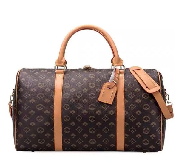 

2023 men duffle bag women travel bags hand luggage luxury designer travel bag men pu leather handbags large cross body bag totes 55cm