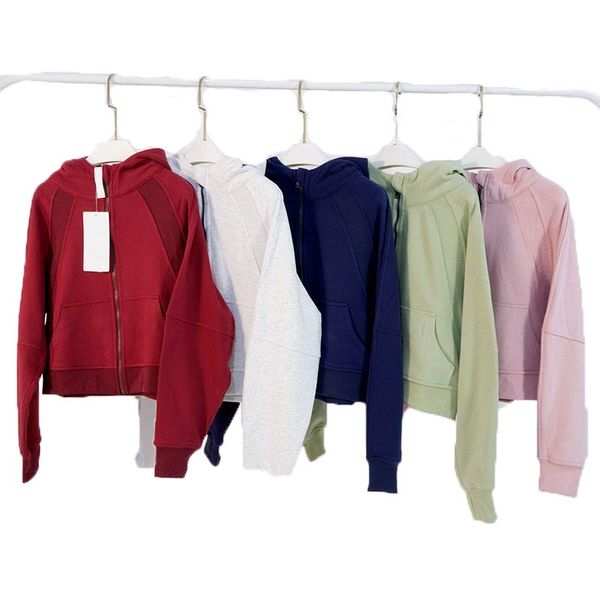 

yoga autumn and winter plus fleece ultra light women's hoodie loose short warm sports zipper hoodie, Black;brown