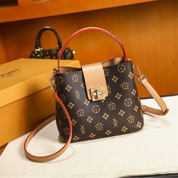 

2023 bags clearance outlets hong women's new fashion network red versatile crossbody large capacity leather bucket bag texture handbag