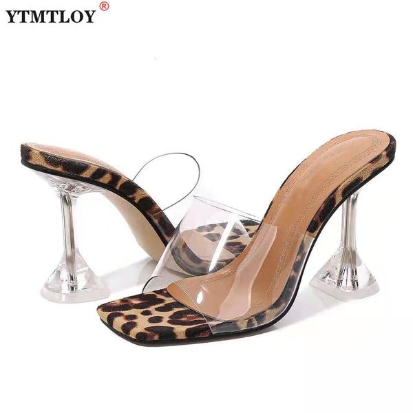 

sandals leopard print sandals open toe high heels women transparent perspex slippers shoes heel clear sandals gladiator pvc casual 230206, Black