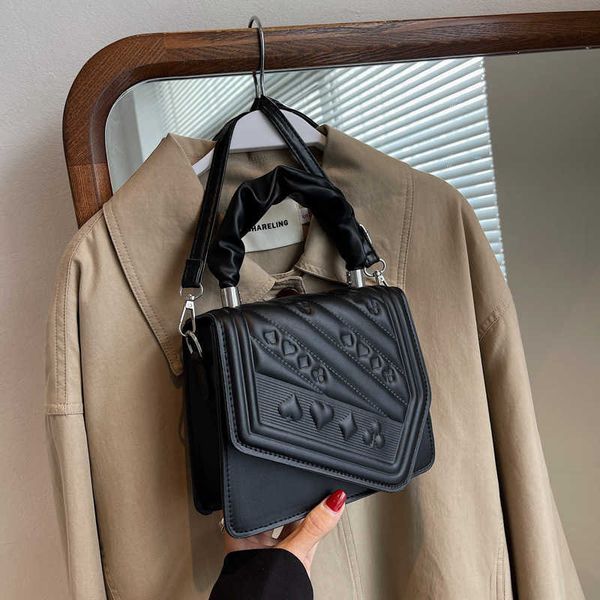 

textured pleated hand bag women's autumn and winter embossed plaid single shoulder bag western-style simple cross-body women's bag