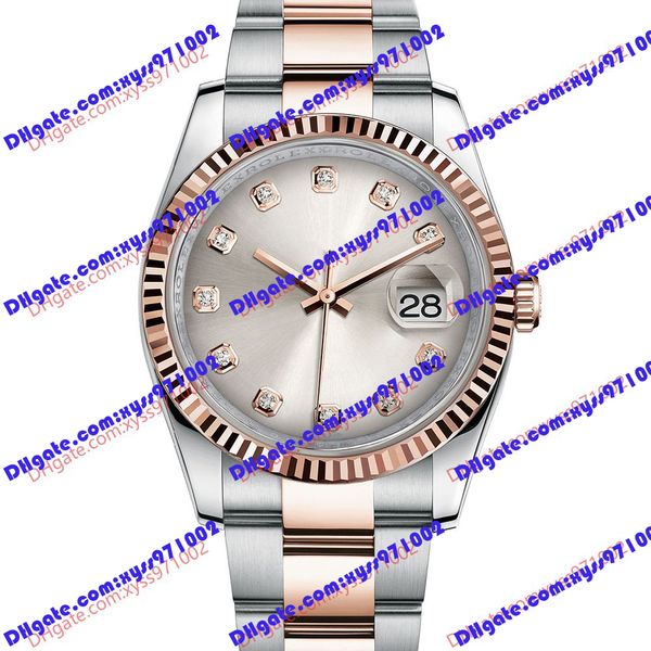 

high-quality watch 2813 automatic men's watch 116231 36mm silver dial 18k rose gold stainless steel wristwatch 116238 116244 sapphire g, Slivery;brown