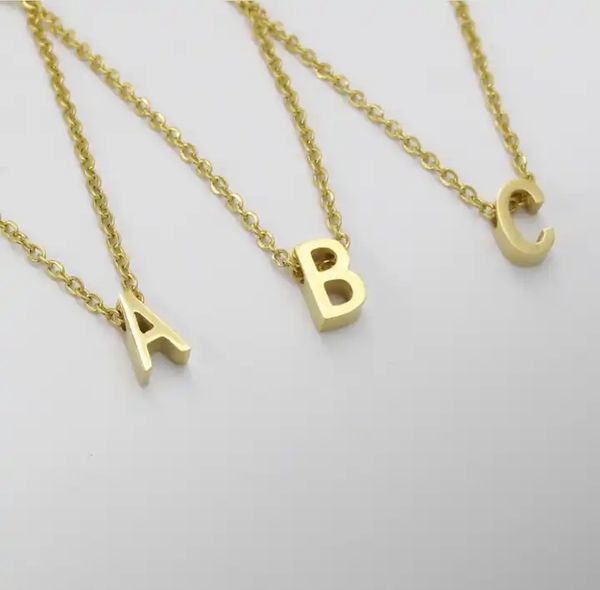 

gold silver color stainless steel alphabet pendent necklace initial english leter necklaces for women fashion jewelry wholesale factory pric