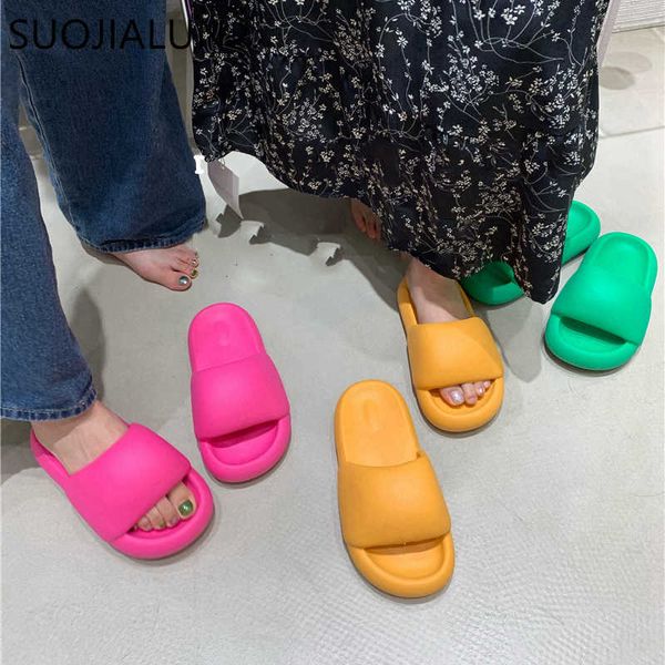 

slippers suojialun 2022 summer fashion candy colors women slipper thick platform indoor bathroom soft eva anti-slip home floor slides g23020, Black
