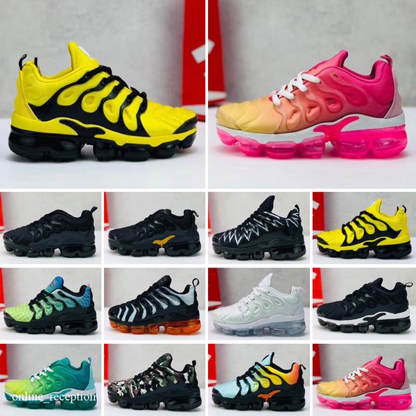 

tn plus kids shoes athletic outdoor sports running shoes children sport boy and girls trainers tns sneaker classic toddler sneakers 24-35, Black