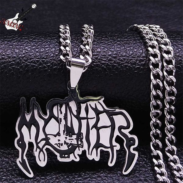 

mystifier black death metal necklace stainless steel silver color music band pendant necklaces jewelry gargantilla mujer nxs06 0206