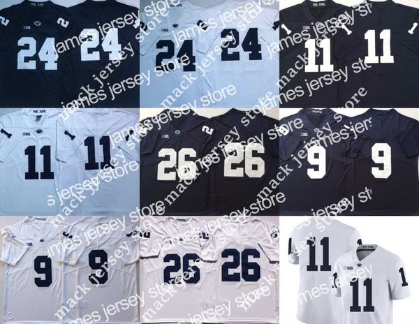 

american college football wear penn state nittany lions jersey 26 saquon barkley 11 micah parsons 24 miles sanders 9 trace mcsorley navy, Black