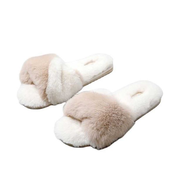 

slippers suihyung women fur slippers winter warm indoor shoes fluffy home slippers furry flat slides house slip on soft plush flip flops g23, Black