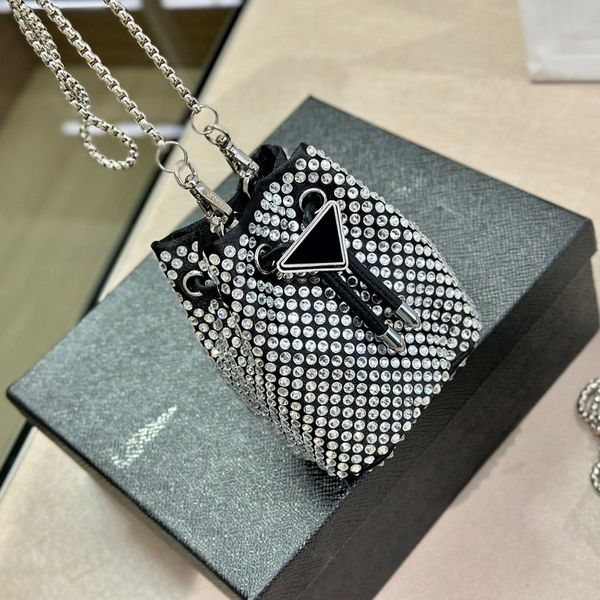 

bags totes handbag designer bag comen classic imitation brand stitching shiny diamond drawcord single shoulder bucket bag versatile commuter