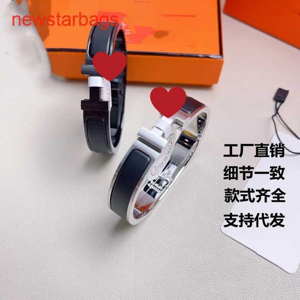 

herme designer bracelets online store h high edition black warrior brushed enamel light luxury small group couple, Golden;silver