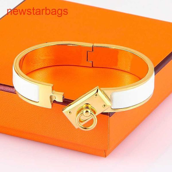 

herme designer bracelets online store h lock button bracelet high version letter enamel style titanium steel clasp bzma, Golden;silver