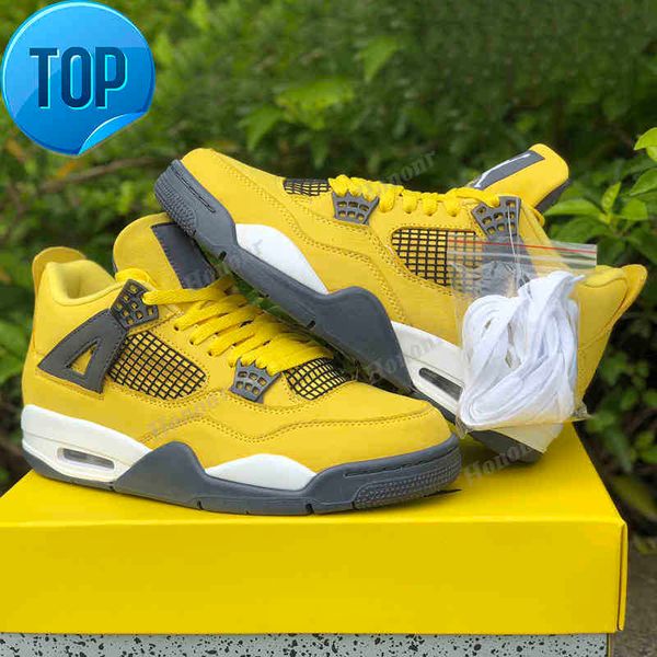 

retro 2021 jumpman 4 lightning black yellow basketball shoes classic design 4s running sneakers men sport trainers with box.