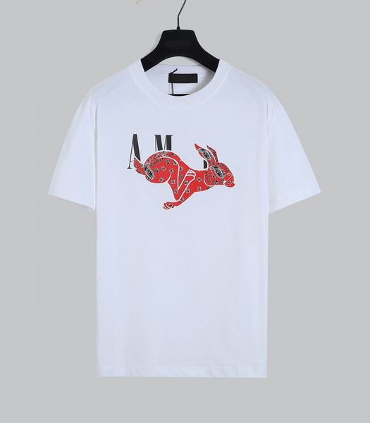 

fashion mens t shirts men designer casual shirt man clothes short sleeve summer hawaiian rabbit printed men's clothing, White;black