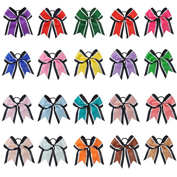 

7 inch grils big bows cheer leader hairband party girls gifts hair accessory supplies ponytail holder hair ties, Slivery;white