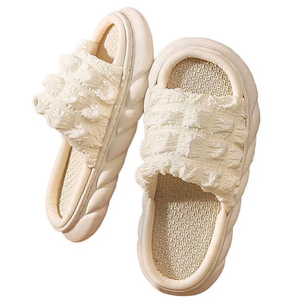 

slippers dafenp linen slippers four seasons slipper general indoor household slides cotton and linen slippers women sandals non-slip mute g2, Black