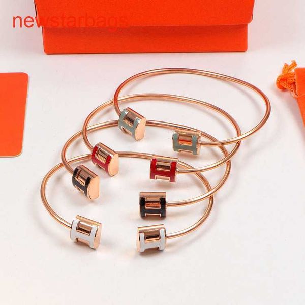 

herme designer bracelets online store love home letter h color female 18k rose gold couple wide and narrow black warrior open personality ma, Golden;silver