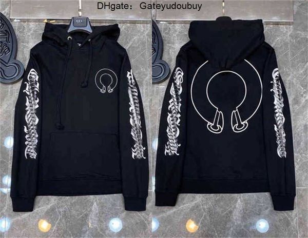 

men's hoodies sweatshirts classic luxury ch brand fashion men woman horseshoe sanskrit cross pullover hooded zipper sweater loose jacke, Black