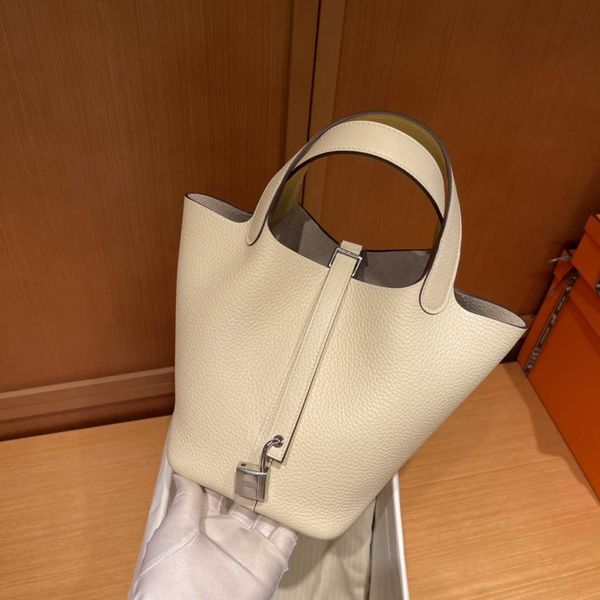 

designer herme bags for women home h original tc leather manual wax thread sewing cabe basket 18cm cream silve