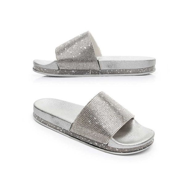 

slippers women flip flops fashion women slipper female crystal flat summer shoes rhinestone thick bottom bling beach slides g230206, Black