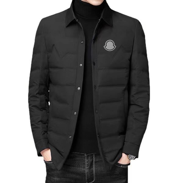 

men's down jacket fashion jacket parka high-quality classic thick down jacket women's windproof white duck down lapel men's c, Black;brown