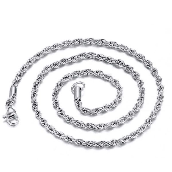 

pendant s fashion new 2mm/3mm/4mm/5mm twist stainless men and women titanium steel necklace silver color link chain 0206