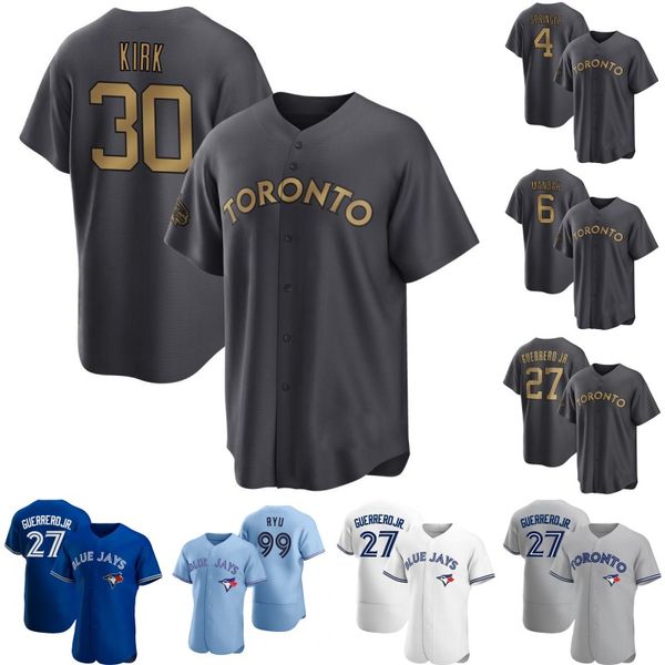 

baseball jerseys alejandro kirk blue jays 2022 all-star jersey vladimir guerrero jr. george springeralek manoah hyun-jin ryu matt chapman bo, Blue;black