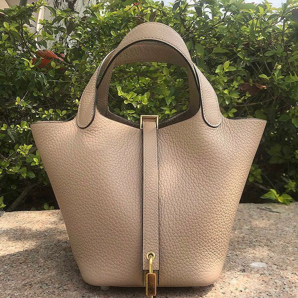

designer herme bags for women vegetable basket h family high-end semi-manual wax thread sewing tc leather orig