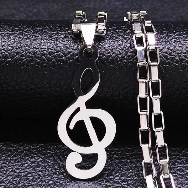 

pendant 2023 fahsion music note stainless steel chain womne/men pendants necklaces jewelry acero inoxidable joyeria n1143s06 0206, Silver