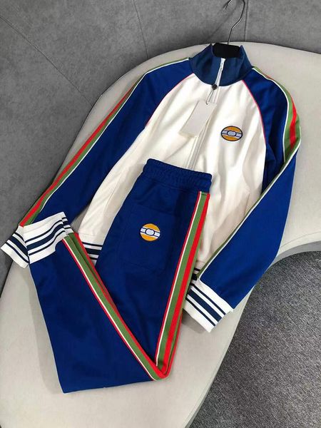 

2023 new men's sports tracksuits luxury brand design stitching zipper set, Gray