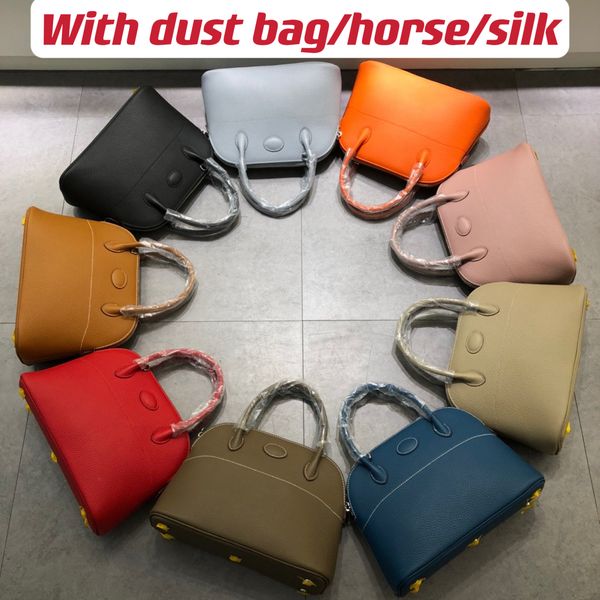 

bolide 1923 crossbody bags 27cm evercolor cowhide genuine leather silver hardware lady handle bowling shoulder bag 9 colors with straps/dust