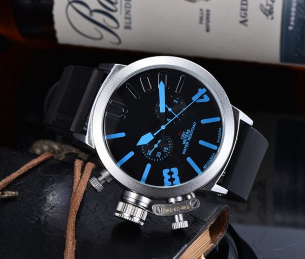

2023 five stitches automatic mechanical watches men's sports big boat luxury brand silver black rubber classic round wristwatches self, Slivery;brown
