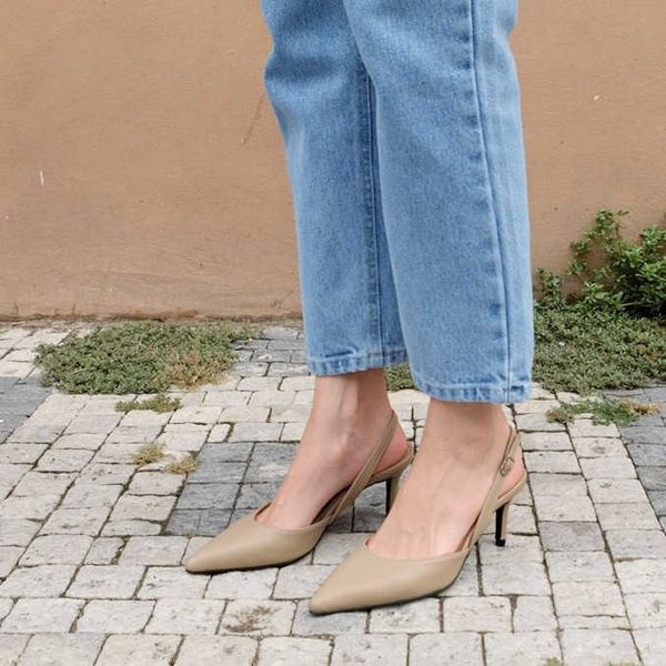

summer new high-heeled women's sandals thin heel shallow mouth pointed baotou korean fashion high-heeled shoes, Black