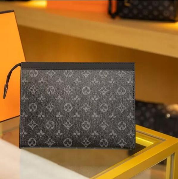 

new hand bag travel toiletry pouch 26cm protection makeup clutch women leather waterproof cosmetic bags for women with dustbag