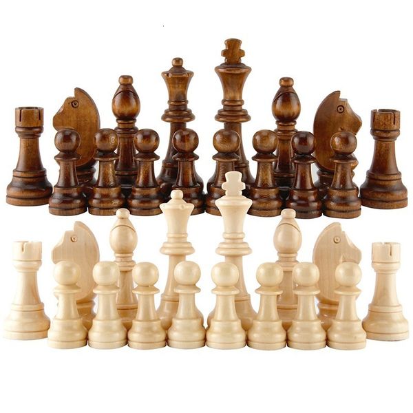 

outdoor games activities 32pcs wooden pieces complete men international word set chess piece entertainment accessories 230206