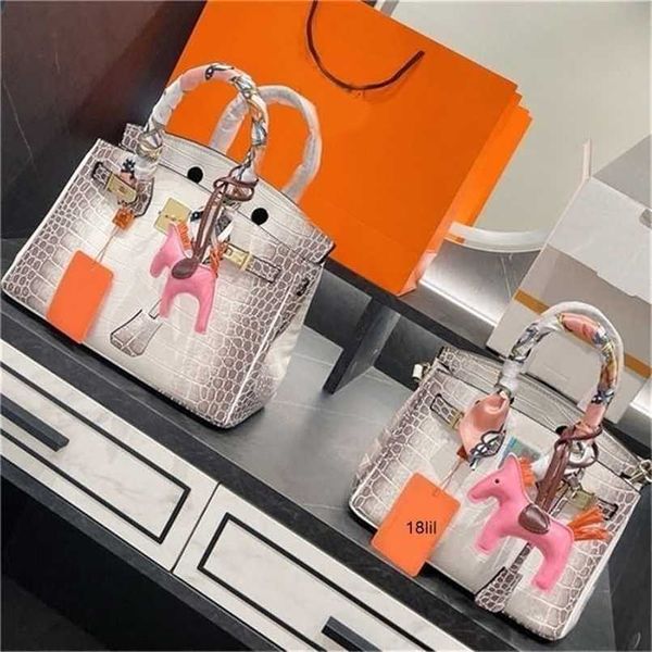 

designer birkin herme bags bag tote handbag fahion crocodile pattern cowhide real leather ilk carf pony w 18lil lse0