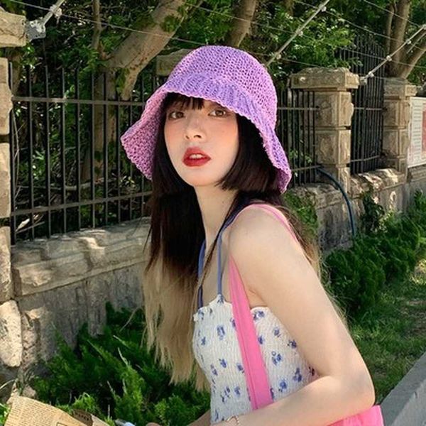 

wide brim hats 2021 women folding straw summer outing sun holiday sandals beach sunscreen fisherman y2302, Blue;gray