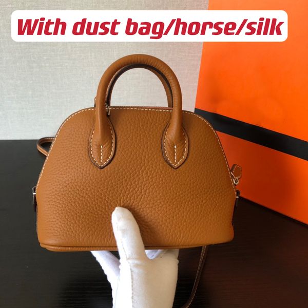

1923 mini bolide crossbody bags evercolor cowhide genuine leather silver hardware lady handle bowling shoulder bag 9 colors with straps/dust