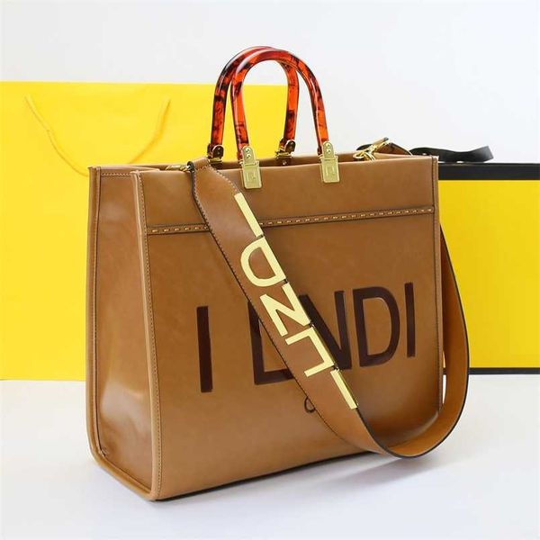 

2023 bags clearance outlets early new genuine women's tote cow leather letter large capacity fashion shoulder shopping bag