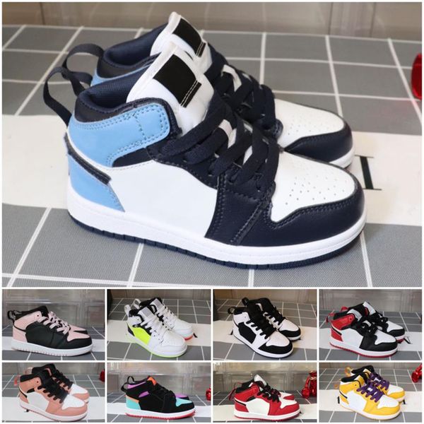 

kids shoes 1 1s basketball shoes children boy girl 1 3 bred black red white sneakers size 26-35263h