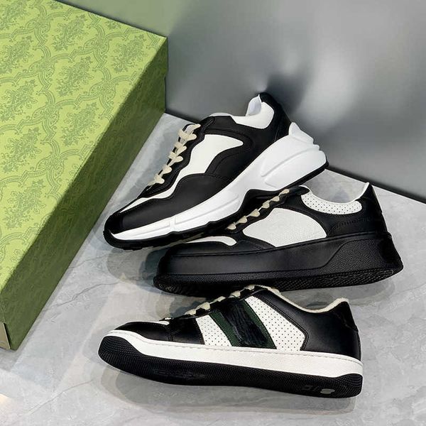 

brand casual autumn and winter new classic black and white couple leather thick soled size 35-45