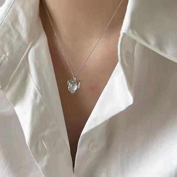 

necklaces vintage irregular metal opal pendant necklace for women gift fashion wedding jewelry 0206, Silver