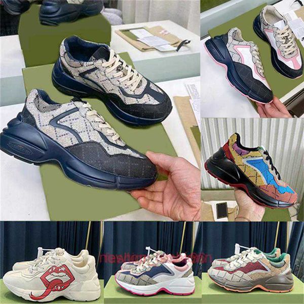 

designer rhyton shoes multicolor sneakers men women trainers vintage chaussures platform sneaker strawberry mouse mouth shoe